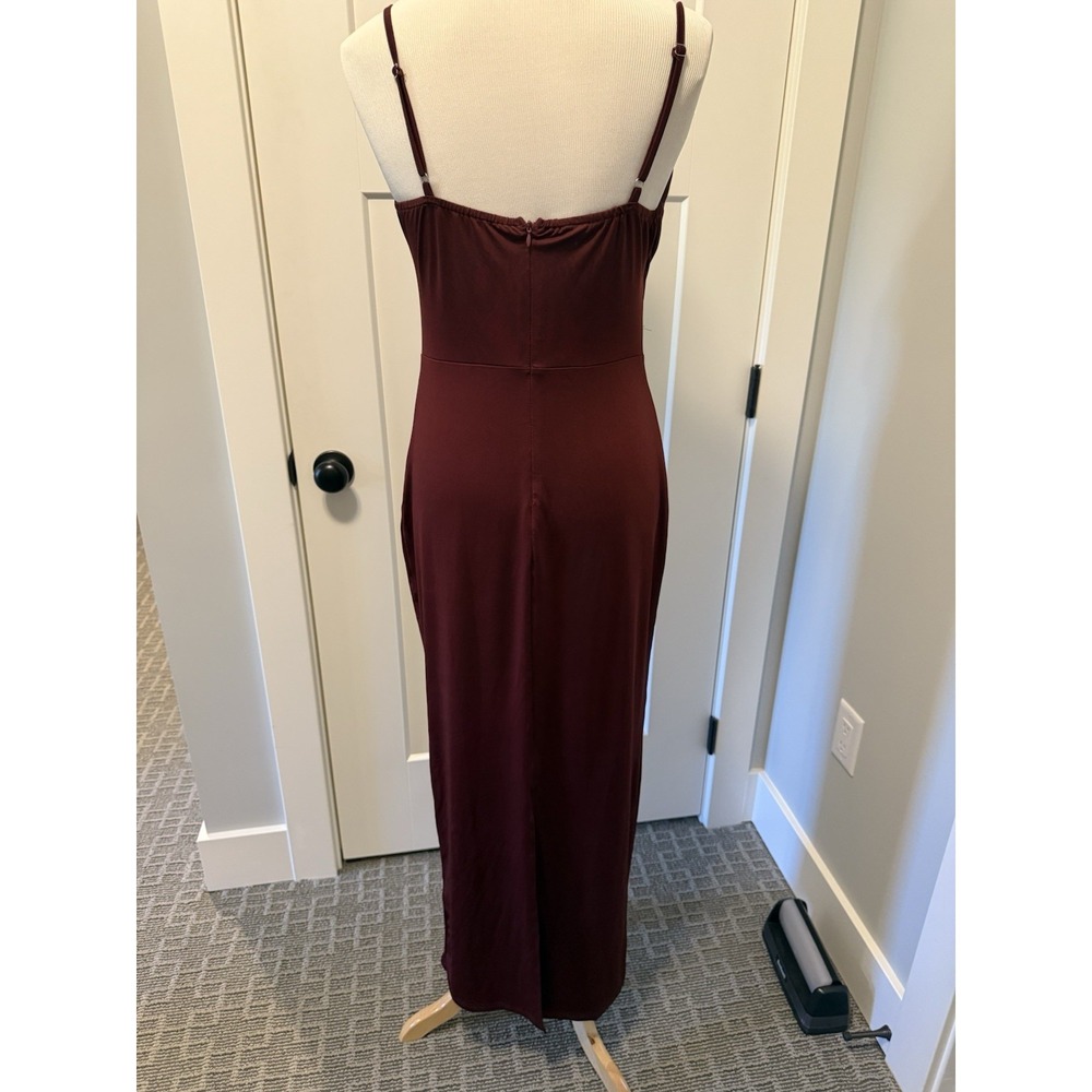 Midi Cut Out‎ Dress Wine Wedding Guest Size Large - Picture 3 of 6